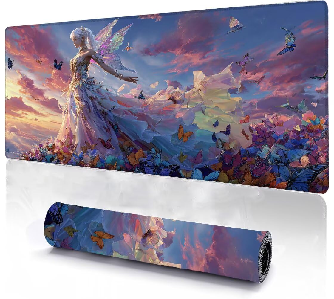 Alfombrilla Ratón XXL 1600x800x3 mm Mouse Pad Grande Gaming Niña Alfombrilla Escritorio,con Base de Goma Tapete Escritorio con Bordes Cosidos, Impermeable Antideslizante Ordenador Desk Mat zj-583