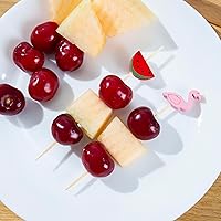Vista 6 de PARTYHIPPO Paquete de 200 palillos de cóctel de bambú – Palillos de frutas tropicales de 4.7 pulgadas para aperitivos, frutas, queso, bebidas