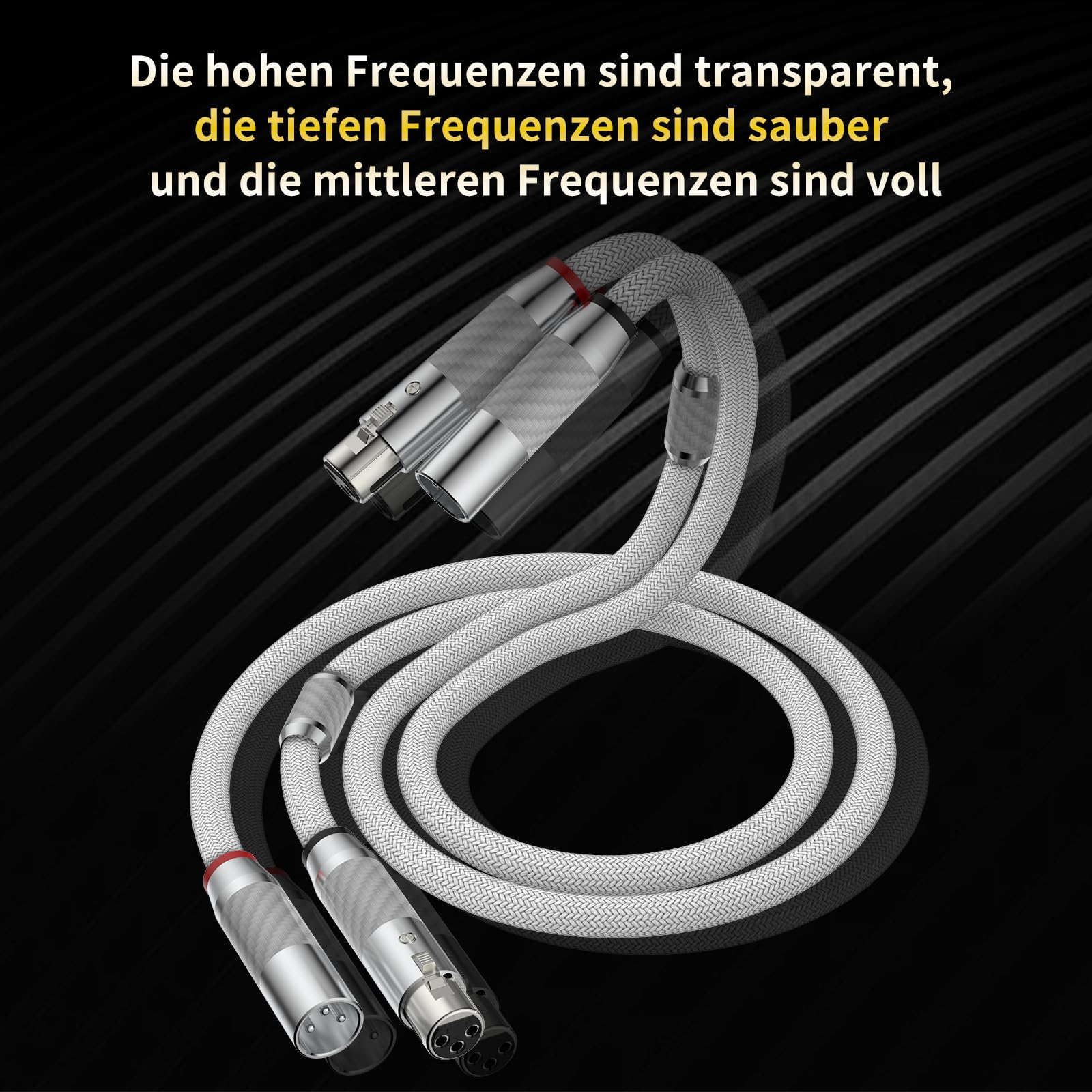 XLR Kabel Mikrofonkabel Versilbert Premium 3-Pin symmetrischer XLR Stecker auf Buchse Mikrofon-Kabel DMX Patchkabel für Mikrofon,Verstärker,Mischpult,Hifi Lautsprecher.(2M,Weiß)