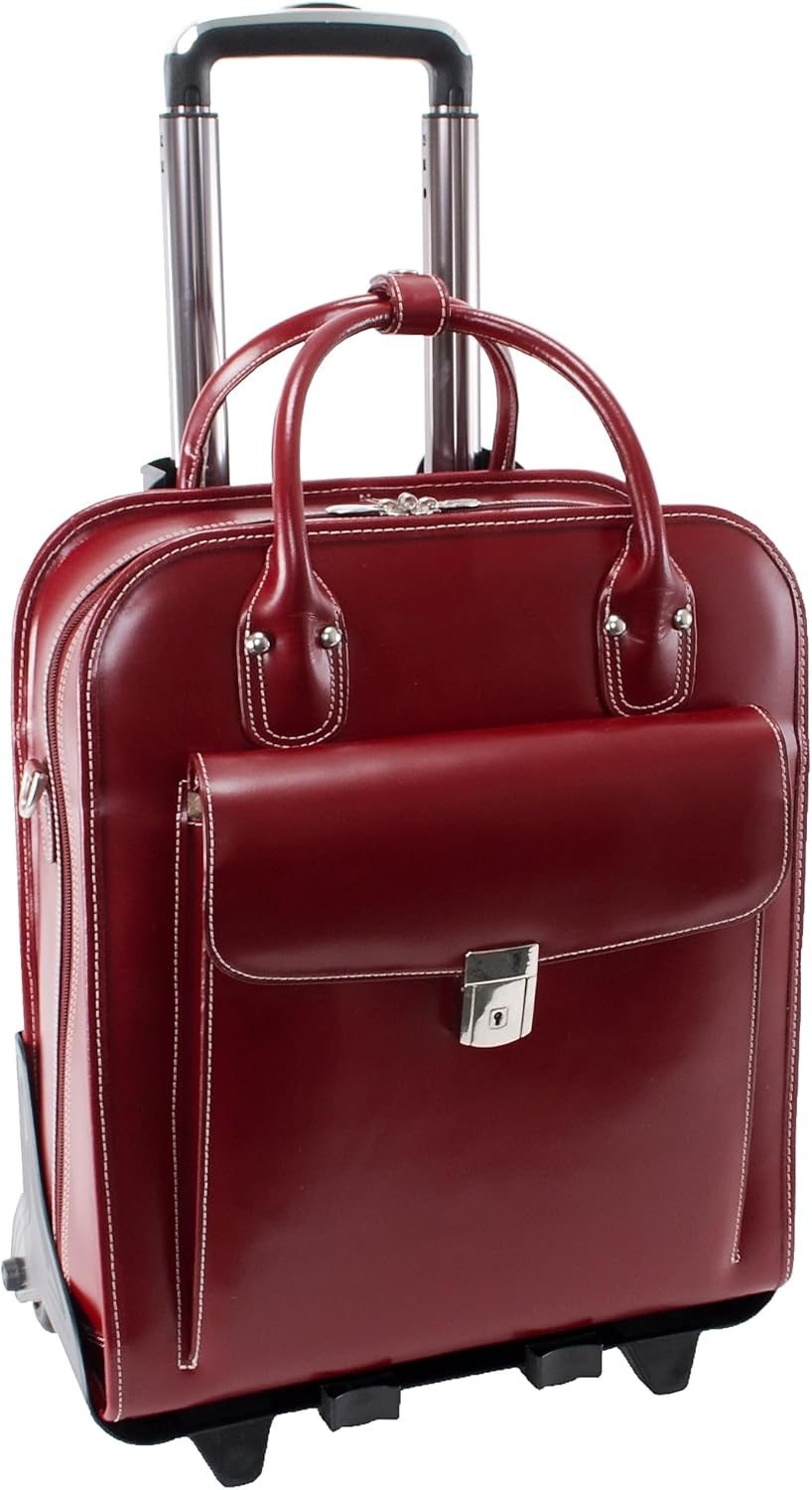 McKlein W Series Laptop Roller, Red Trimmed In Sand Leather (96496)