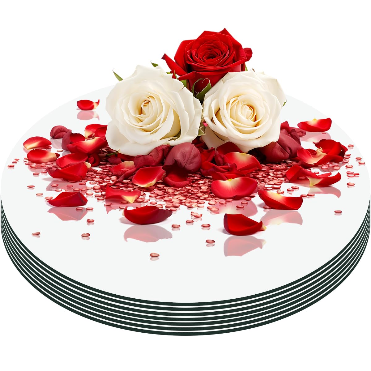 Pasocon Silver 12" 10Pcs Round Mirrors For Centerpieces, Circle Mirror Centerpieces For Tables, Acrylic Mirror Tiles For Wall Table Wedding Centerpieces Mirror Plates For Candle Birthday Decorations Diy Craft