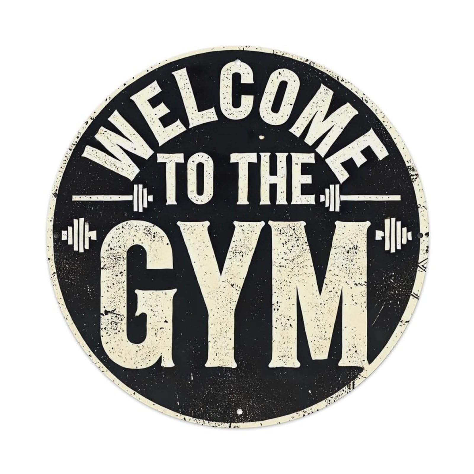 Welcome To The Gym Vintage Round Tin Sign Retro Metal Wall Decor Metal Poster, Home Bar Garage Farmhouse Cafe Wall Art Decoration 8x8Inch
