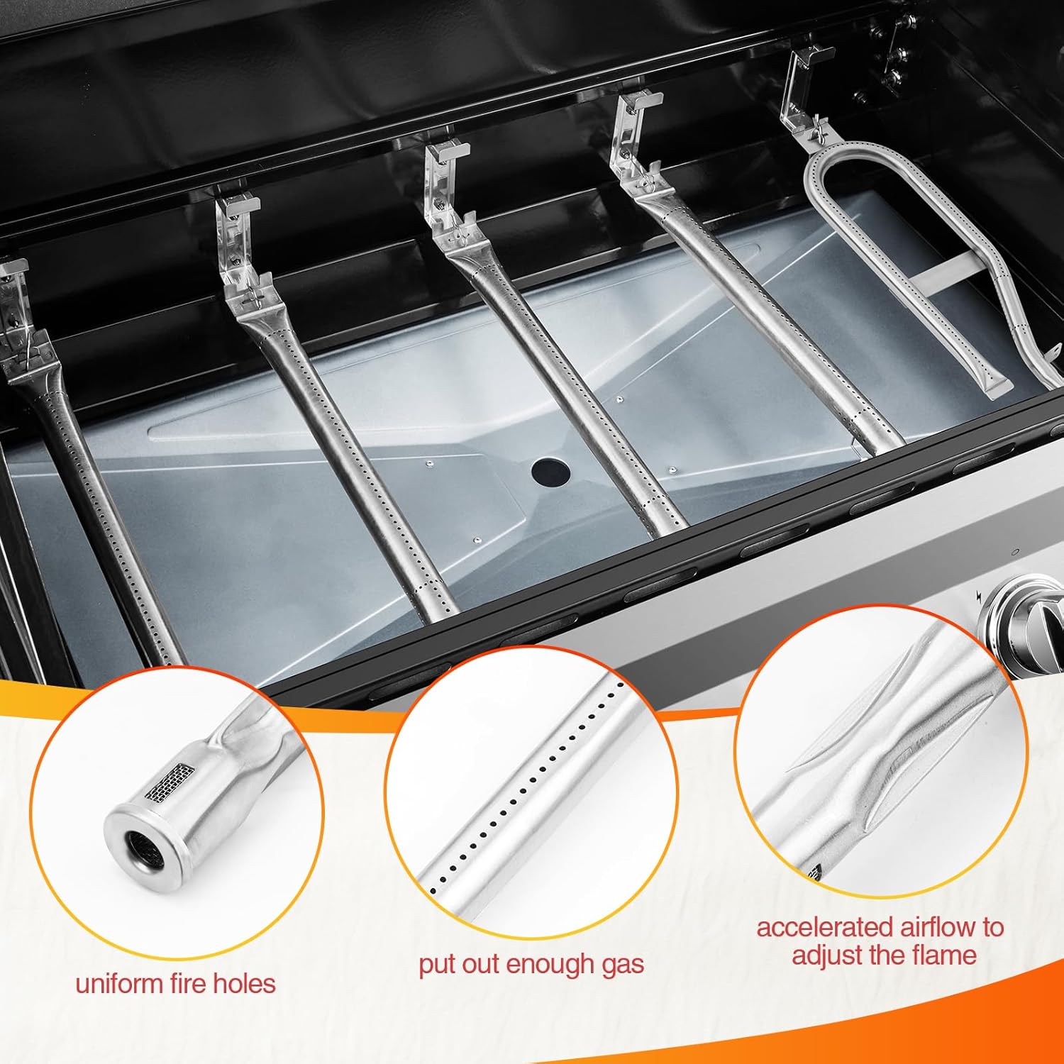 Grill Parts for Dyna-Glo 5 Burner DGH474CRP DGH483CRP DGH485CRP,70-02-411 Heat Tent for DGH483CRP,Grill Burner for Dyna-Glo 4 Burner DGH450CRP,3 Burner DGH373CR, Grill Repair Kit for Dyna-Glo Grill