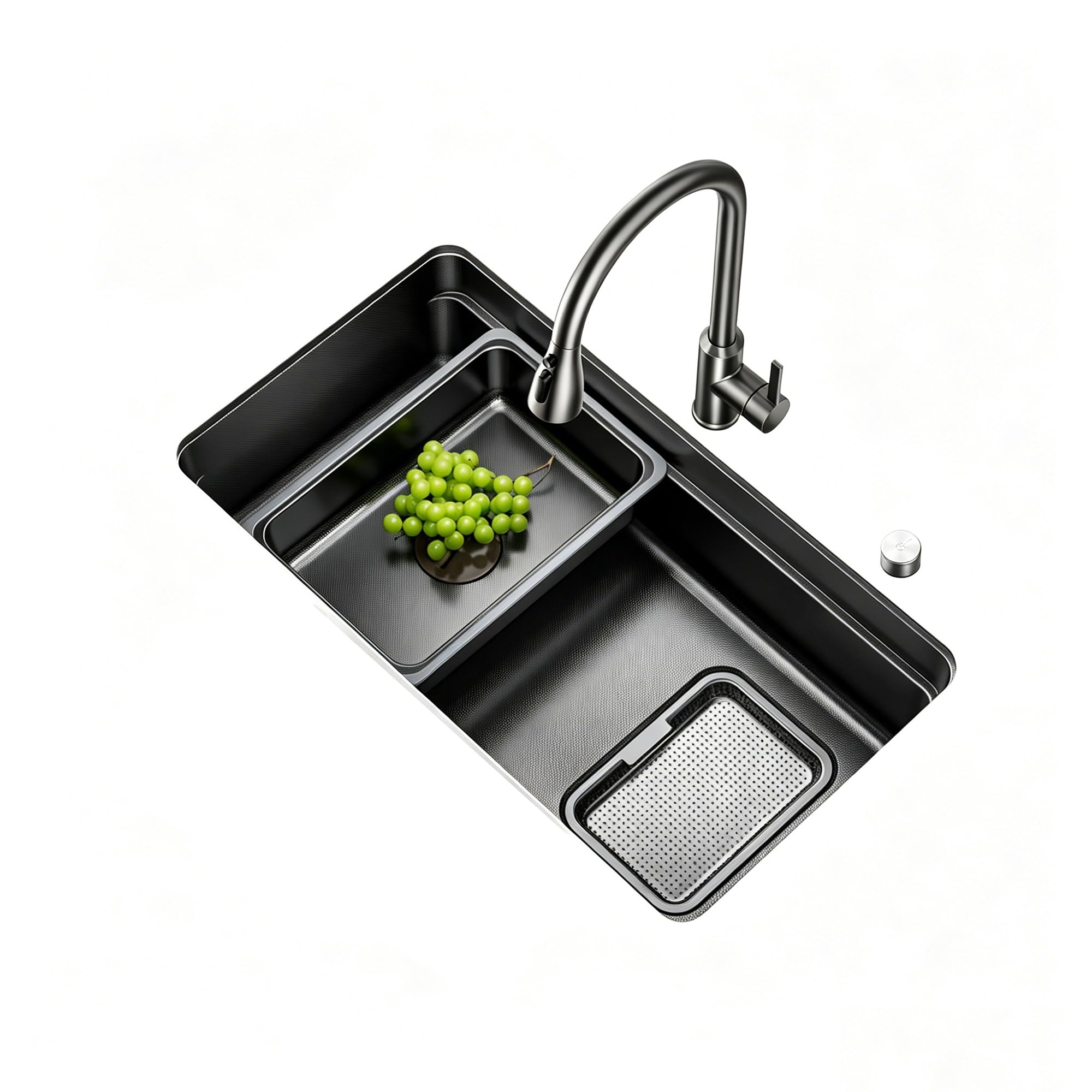 Bomdog One Color Sc Stainless Steel Sinksingle Bowl Sink With Pull-Out Faucet For Washing Dishes And Vegetables(70Cm)