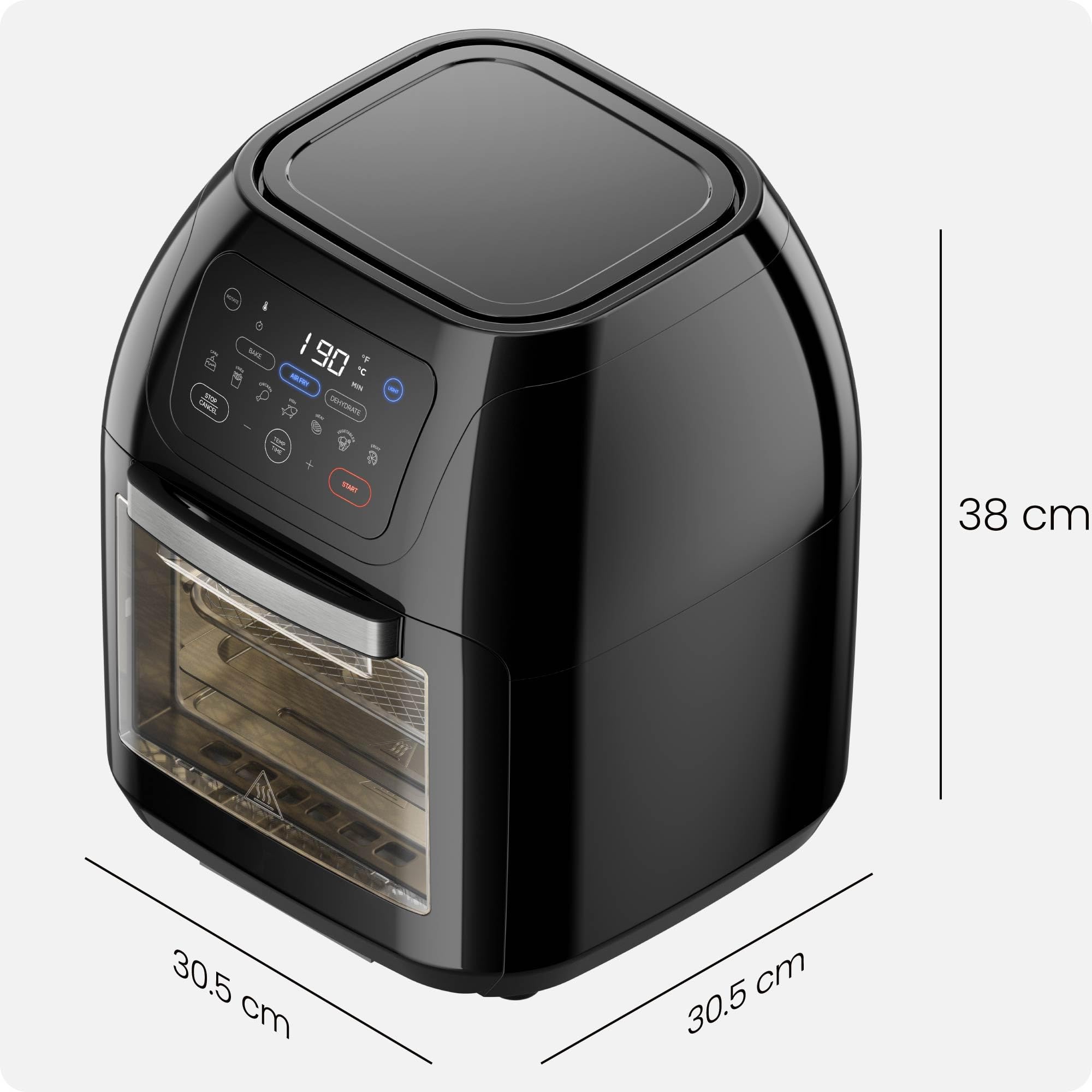 Chefman Multifunktionale Heißluftfritteuse 10L Digital Touchscreen Konvektion Dörrautomat Rotisserie Schwarz