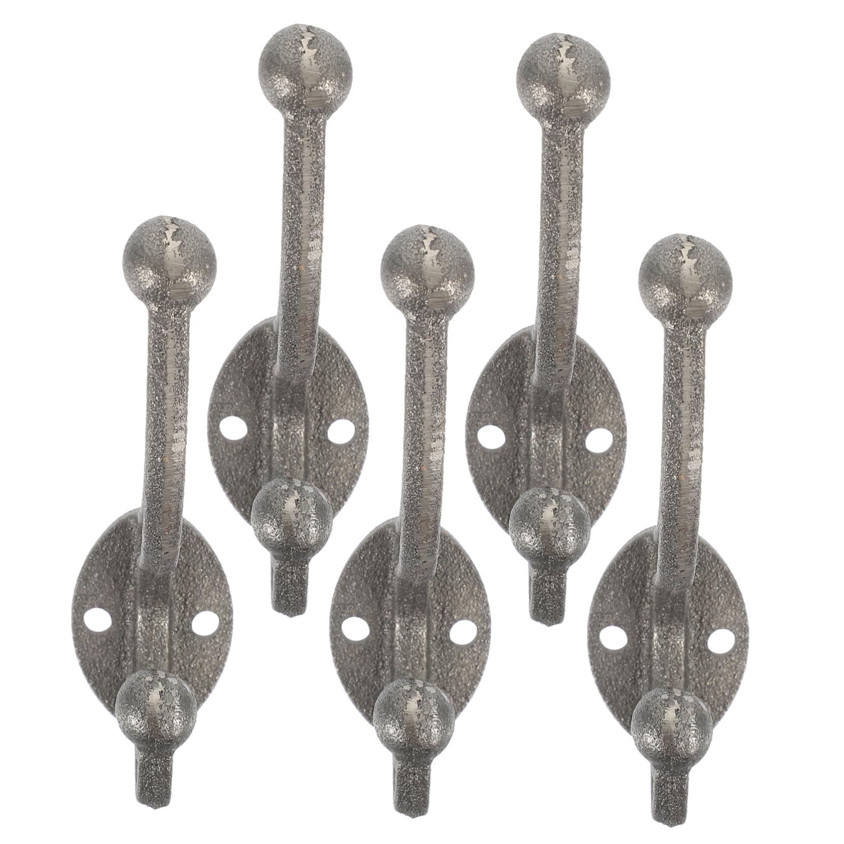 Crochets muraux en fonte vintage double tête | Lot de 5 patères robustes pour maison