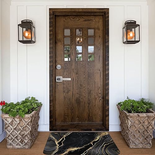 Miniatura 9 de Alfombras de baño de mármol negro y dorado para baño, alfombra de baño suave y absorbente, antideslizante, alfombra para cocina, baño, lavandería,