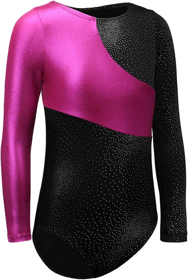 DAXIANG Gymnastics Leotard for Little Girls Shining Stripes Sailing Boat Long Sleeved