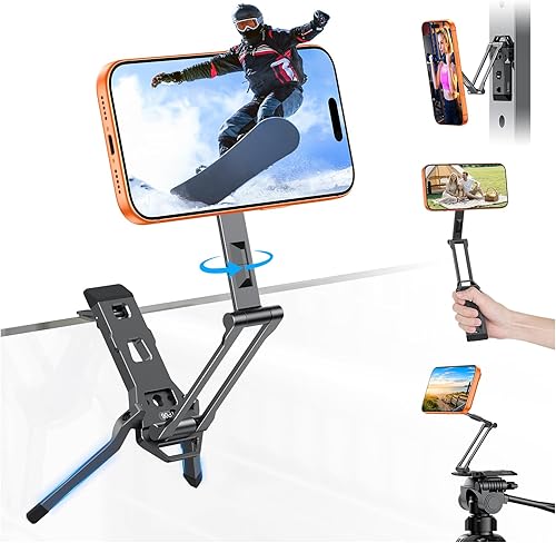 OMOTON TP06 [Cordón equipado] para gancho de trípode MagSafe con parte trasera magnética y base Arca-Suiza, rotación de 360° con tornillo de 1/4