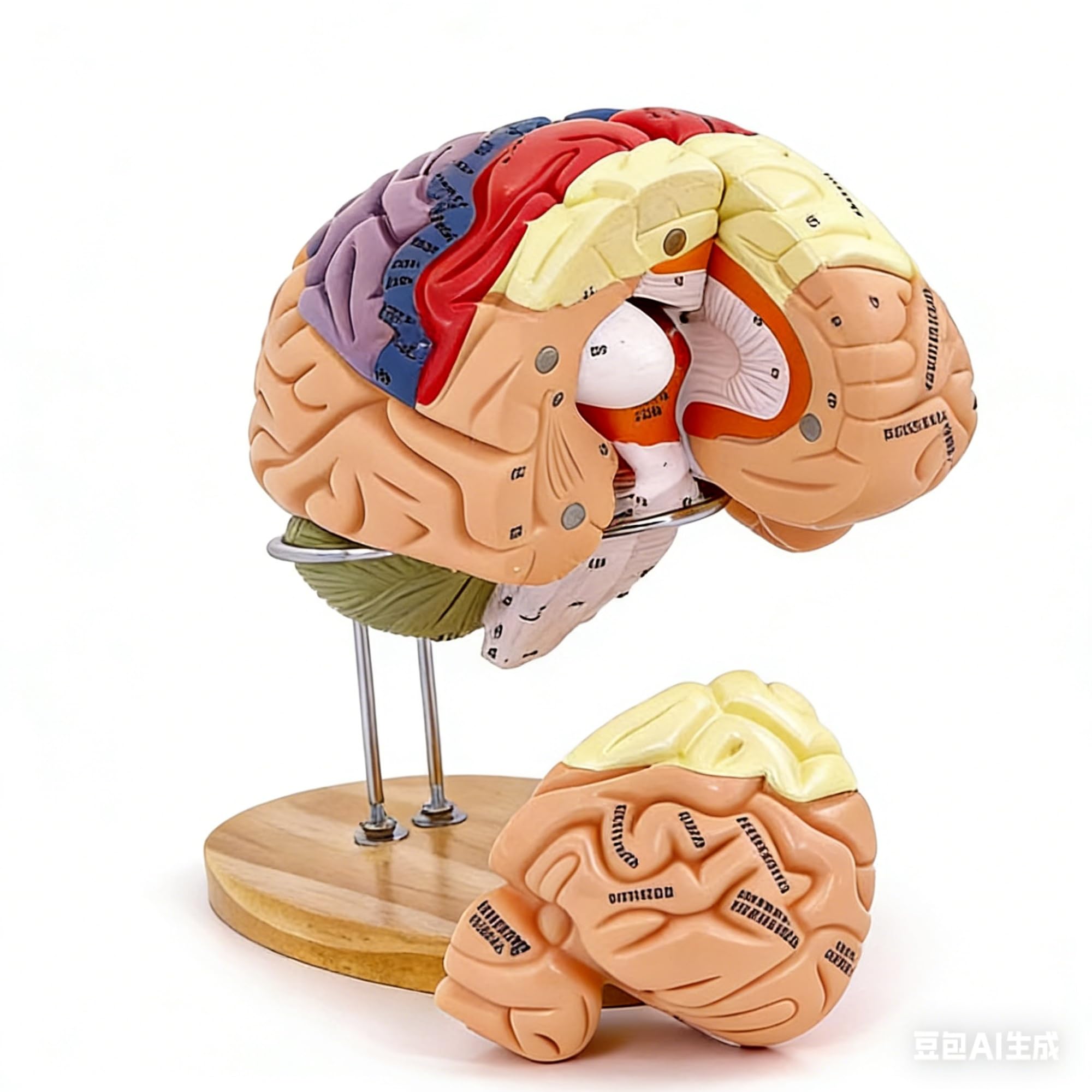 Realistyczny model ludzkiego mózgu - 4-częściowy magnetyczny, odłączany model anatomii z 131 częściami z etykietami do nauki neuronauki - zawiera instrukcję w języku angielskim