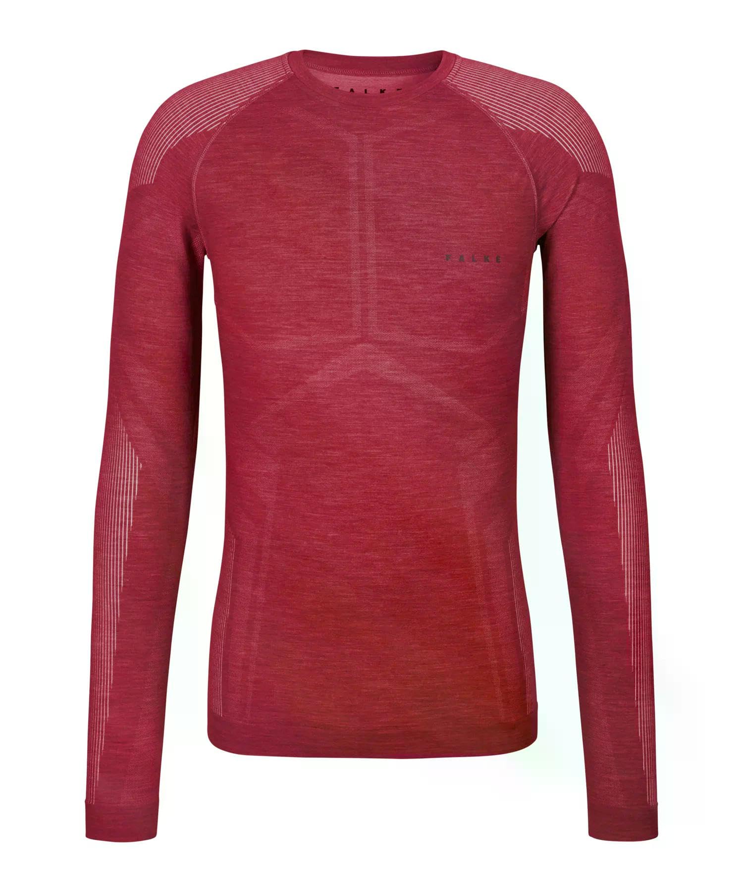 FALKE Mężczyźni Warstwa podstawowa (góra) Wool-Tech Light M L/s Sh wełna materiał funkcjonalny regulujące klimat 1 Sztuka, Czerwony Ruby 8830, L