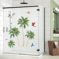Vista 3 de wondever Tropical Window Clings Palm Tree Birds Glass Sticker Decal Anti Collision Double-Side Static Window Decals for Home Office Glass