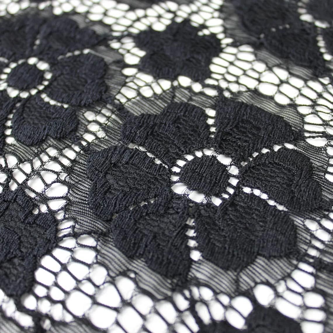 4-Way Stretch Nylon Spandex Lace Fabric 58/60" Medium Weight - Catherine Pattern/Floral/Clothing Apparel, Accessories, Dresses, DIY Fabric