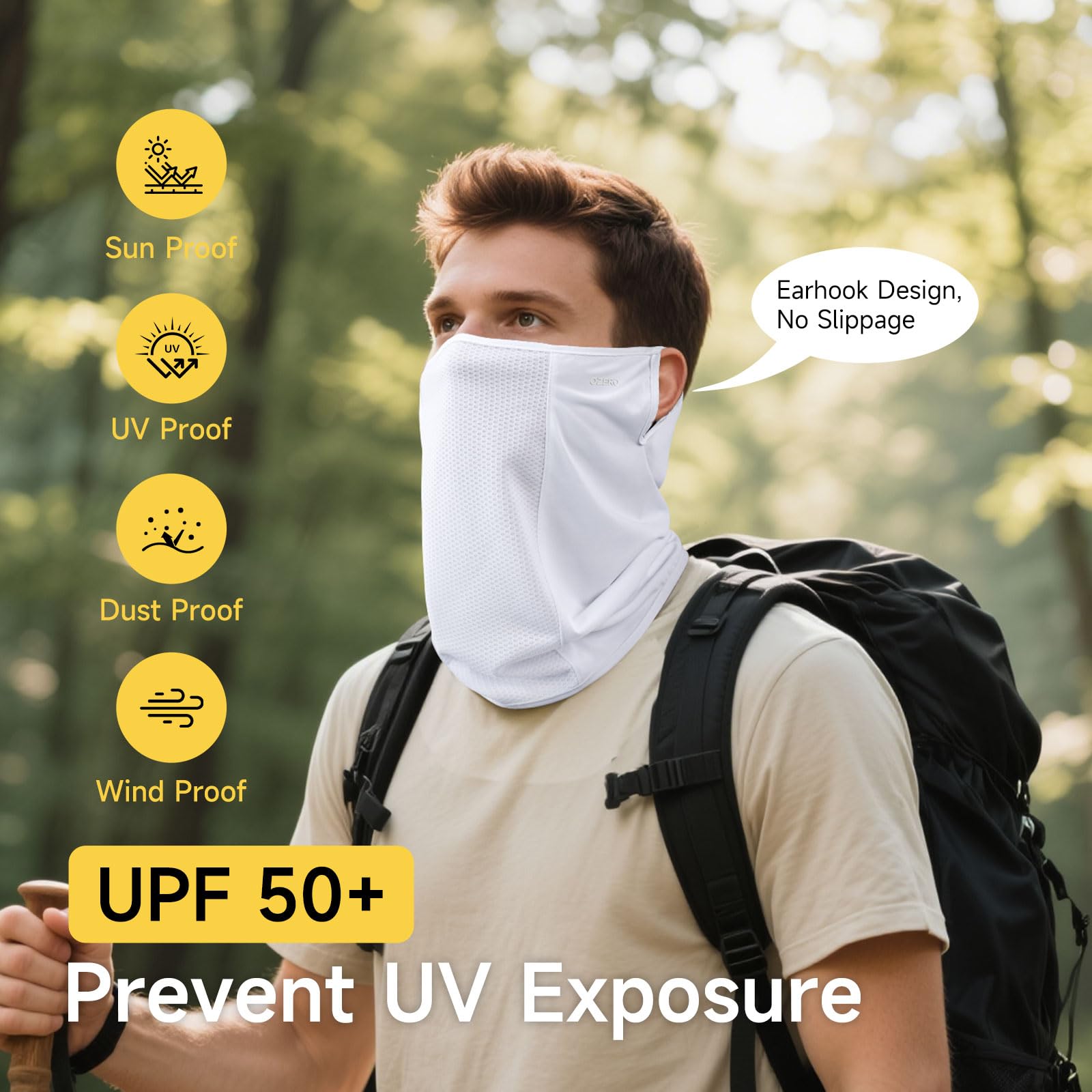 OZERO Máscara facial para el cuello: bufanda de protección solar, transpirable, refrescante, para actividades al aire libre de verano, senderismo, ciclismo