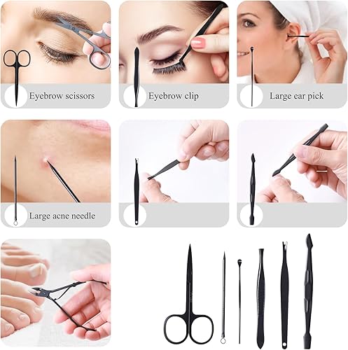 Miniatura 4 de Juego de cortaúñas de acero inoxidable de alta precisión, kit de pedicura y 15 limas de uñas, tijeras de uñas afiladas y cortaúñas para manicura y