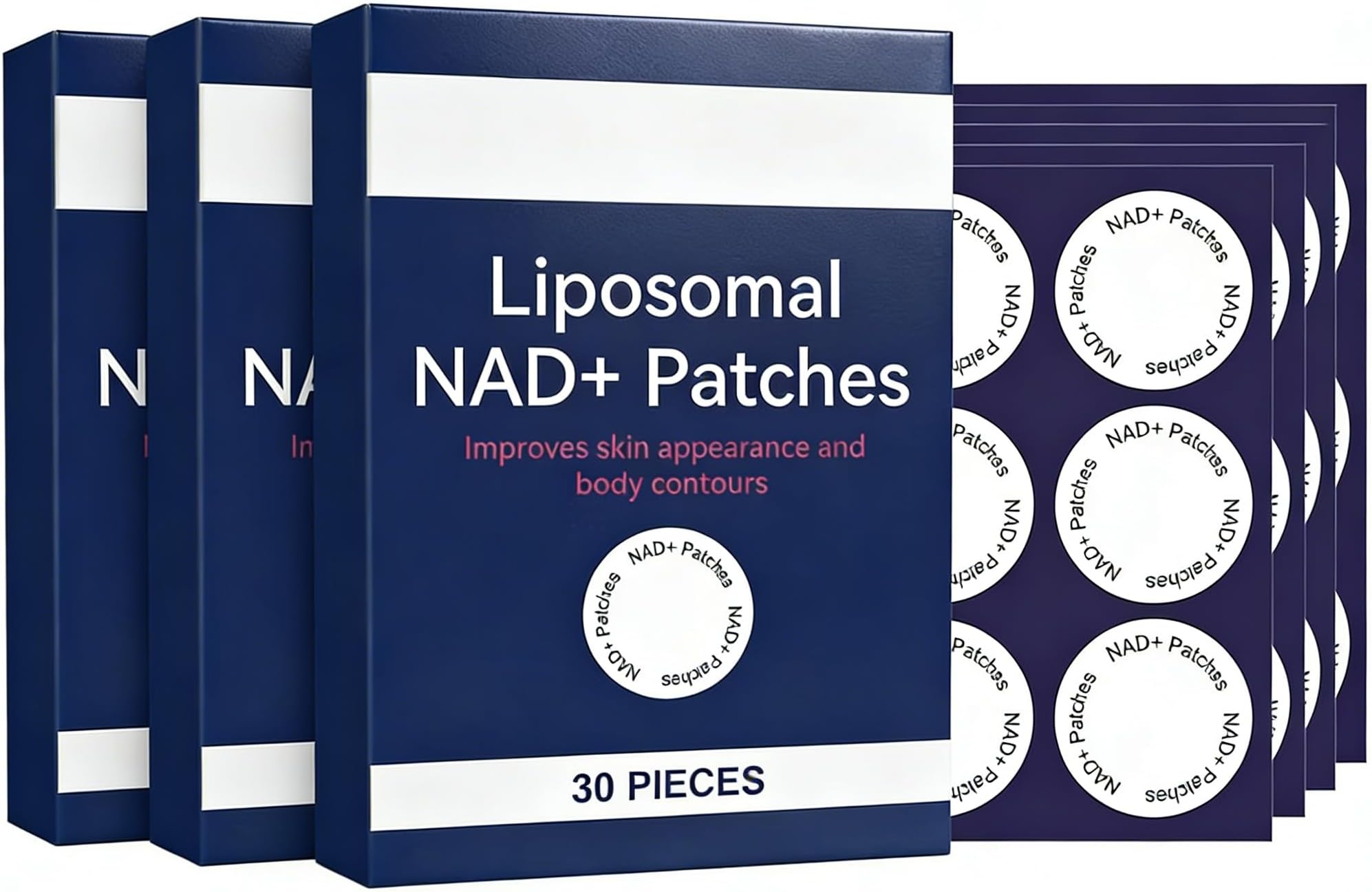NAD+ Support Patch, 30 Patches - Internal Energy & Skin Support, Liposomal Formula, Vegan,3PCS