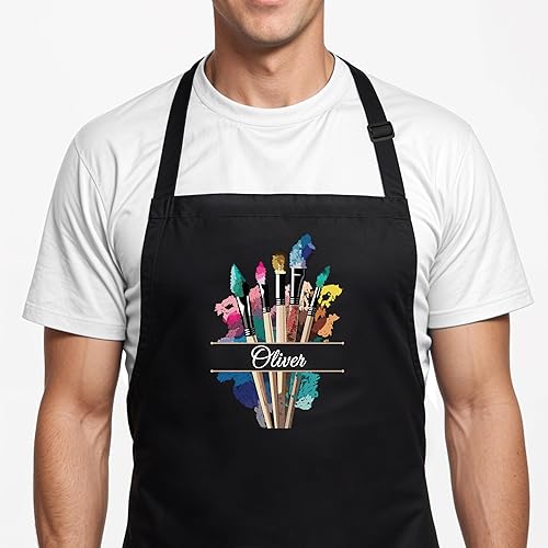 Miniatura 4 de Personalized Painting Apron with Custom Name, Mother's Day Gift for Mom, Personalized Adjustable Apron for Painter, Women