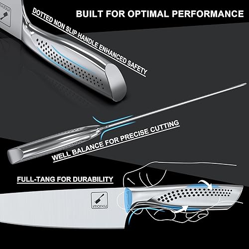 Miniatura 5 de imarku Juego de cuchillos de cocina de acero inoxidable de alto carbono con bloque de cuchillos ultra afilado, juego de cuchillos japoneses con