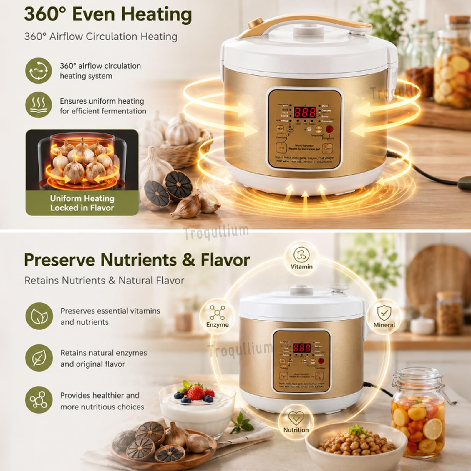 Fermentatore Automatico for Aglio Nero,Vaso Interno in Lega di Alluminio a Doppio Strato da 6litri,Controllo preciso della Temperatura temporale,for natto,Yogurt,Kimchi,Vino alla Frutta