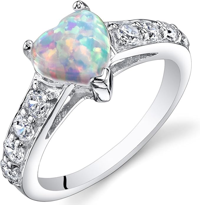 Peora Created Fire Opal Promise Ring