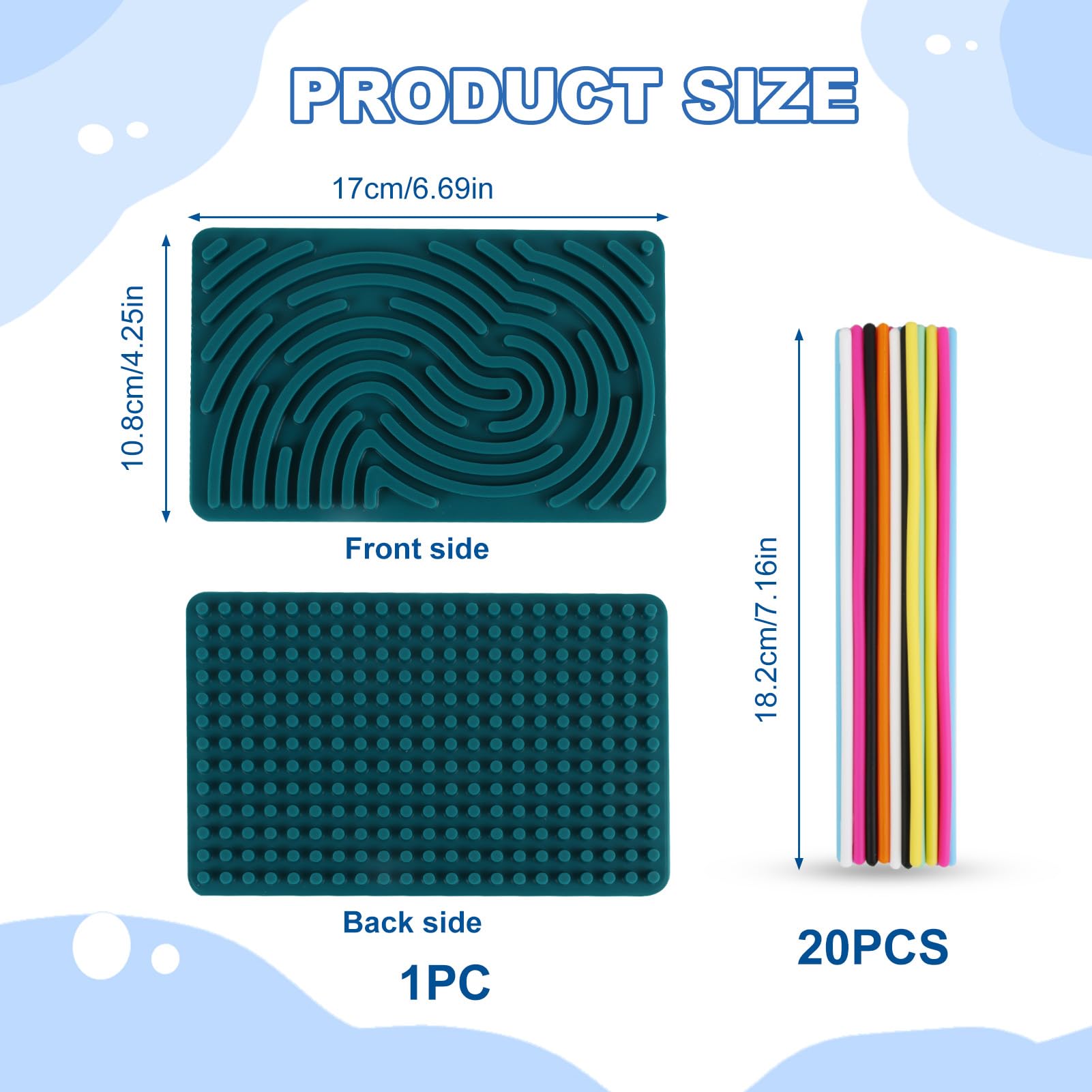 Sensory Activity Board Silicone Fidget Toys for Calming Anxiety Stress ADHD Autism Early Development New Year Fine Motor Skill Board Portable Bag 20 Strings for Plane Silent Travel Fidgets Green - Image 2