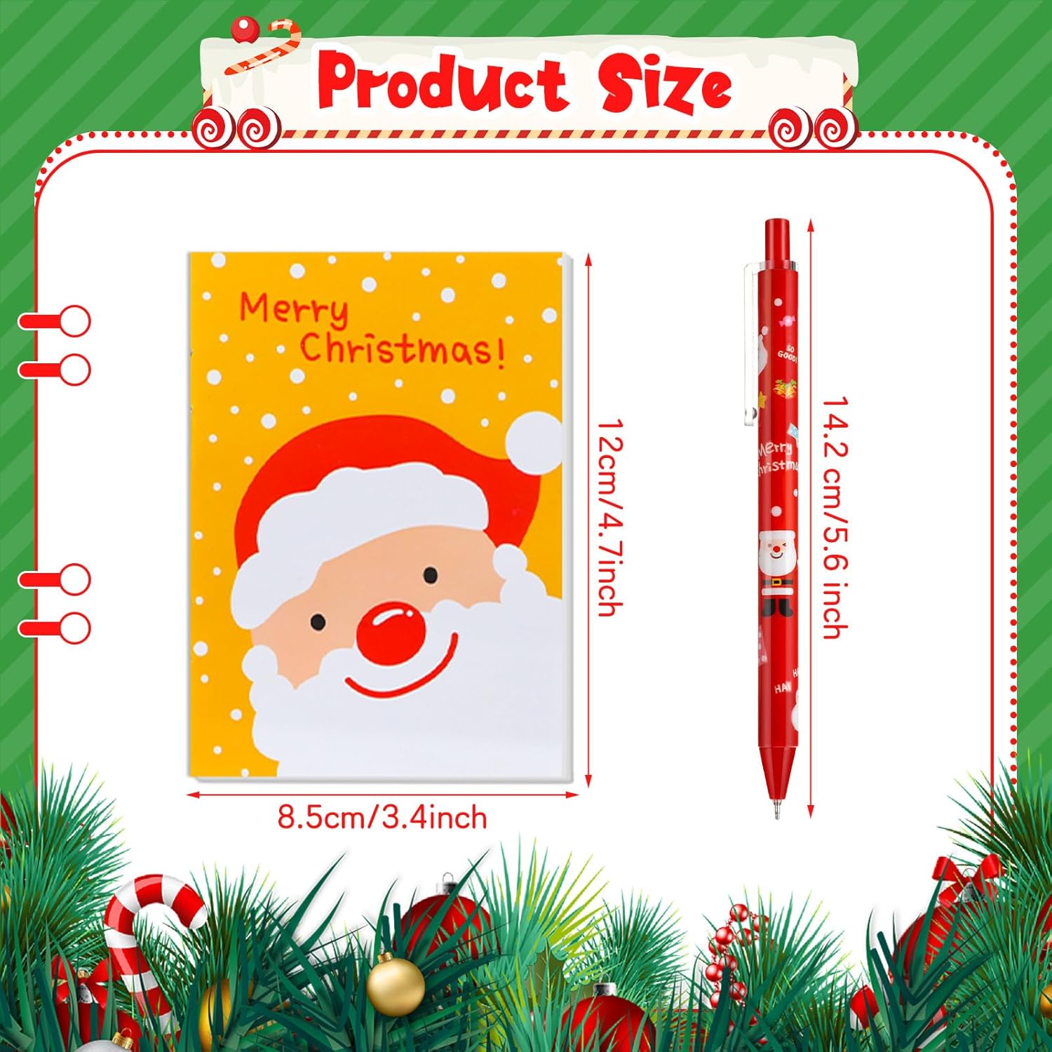 Fulmoon 120 Pcs Christmas Mini Notebook with Christmas Themed Gel Pens 60 Mini Xmas Notepads 60 Holiday Pens Bulk for School Party Favors, Xmas Gifts Classroom Prize Gifts