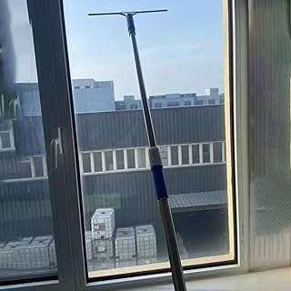 Telescoping Window Cleaning Pole, 1.4 2.4 3.9 4.6M Long Window Washing Kit with Scrubber Combo and Elastic Scraper, for House/car Windshield Squeegee/Glass Doors/Mirrors/Shower Glass (Size : 3.9m/12.