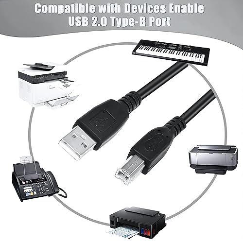 Miniatura 3 de Impresora negra de 3 pies USB 2.0 Cable de transferencia de PC A a B Dispositivo macho compatible con HP - Laserjet M110we Impresora inalámbrica US