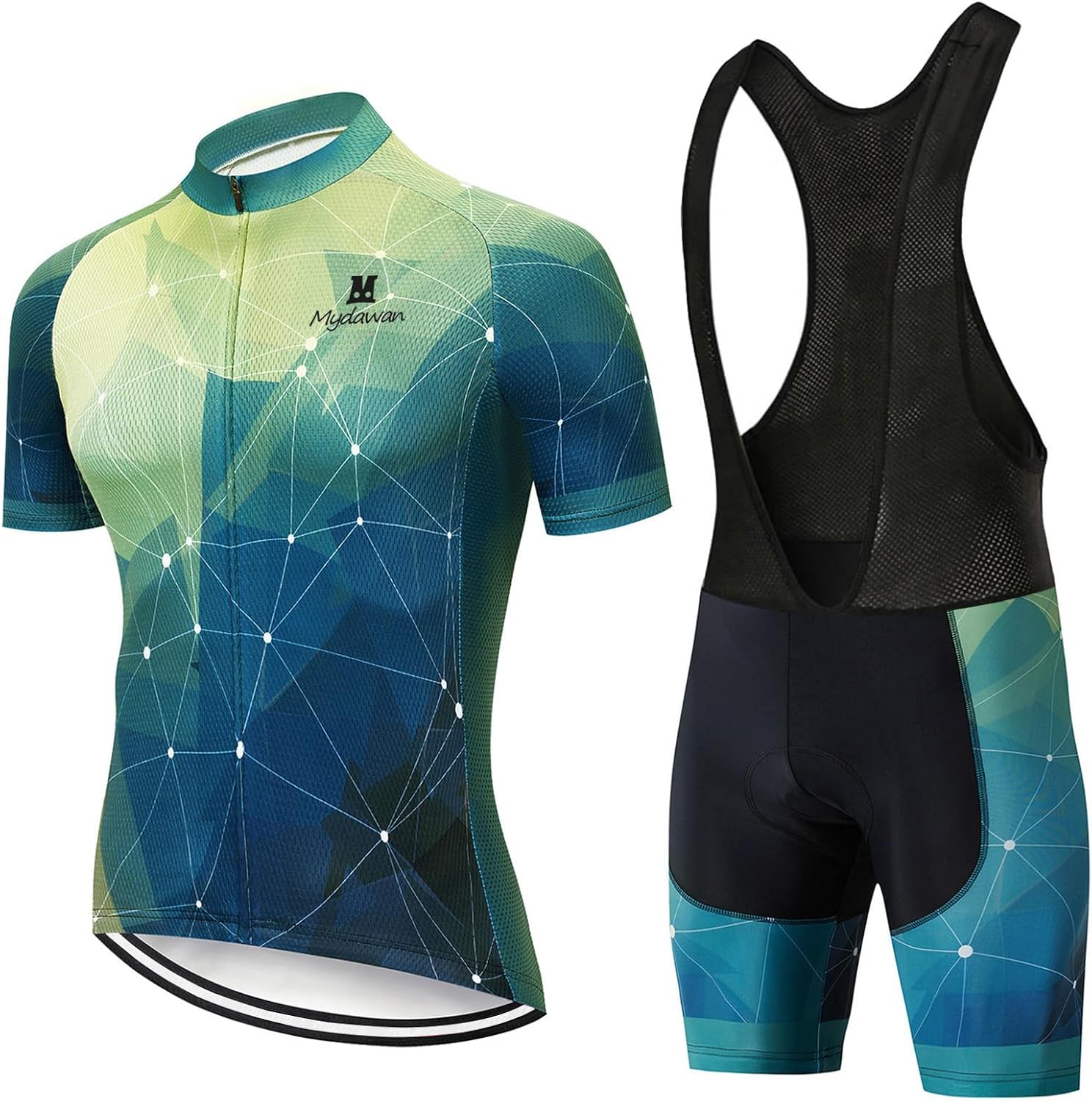 Tenue Cyclisme Homme Été - Maillot Manches Courtes Et Cuissard 19D Gel - Respirant Et Confortable