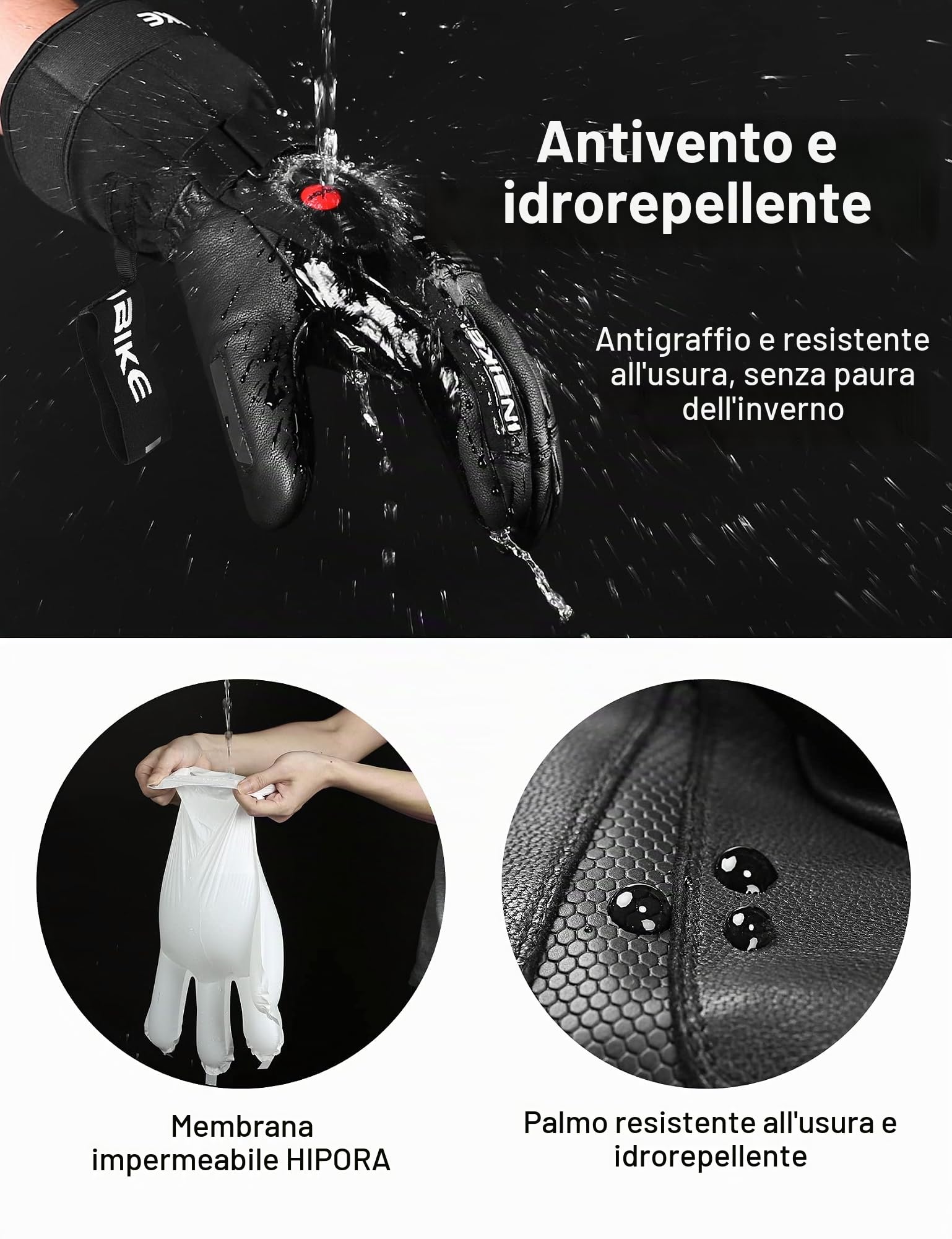 INBIKE Guanti Riscaldati da Sci Invernali Unisex Guanti Riscaldati Moto Uomo Antivento e Impermeabile Touchscreen con Batteria Ricaricabile per Sport Invernali