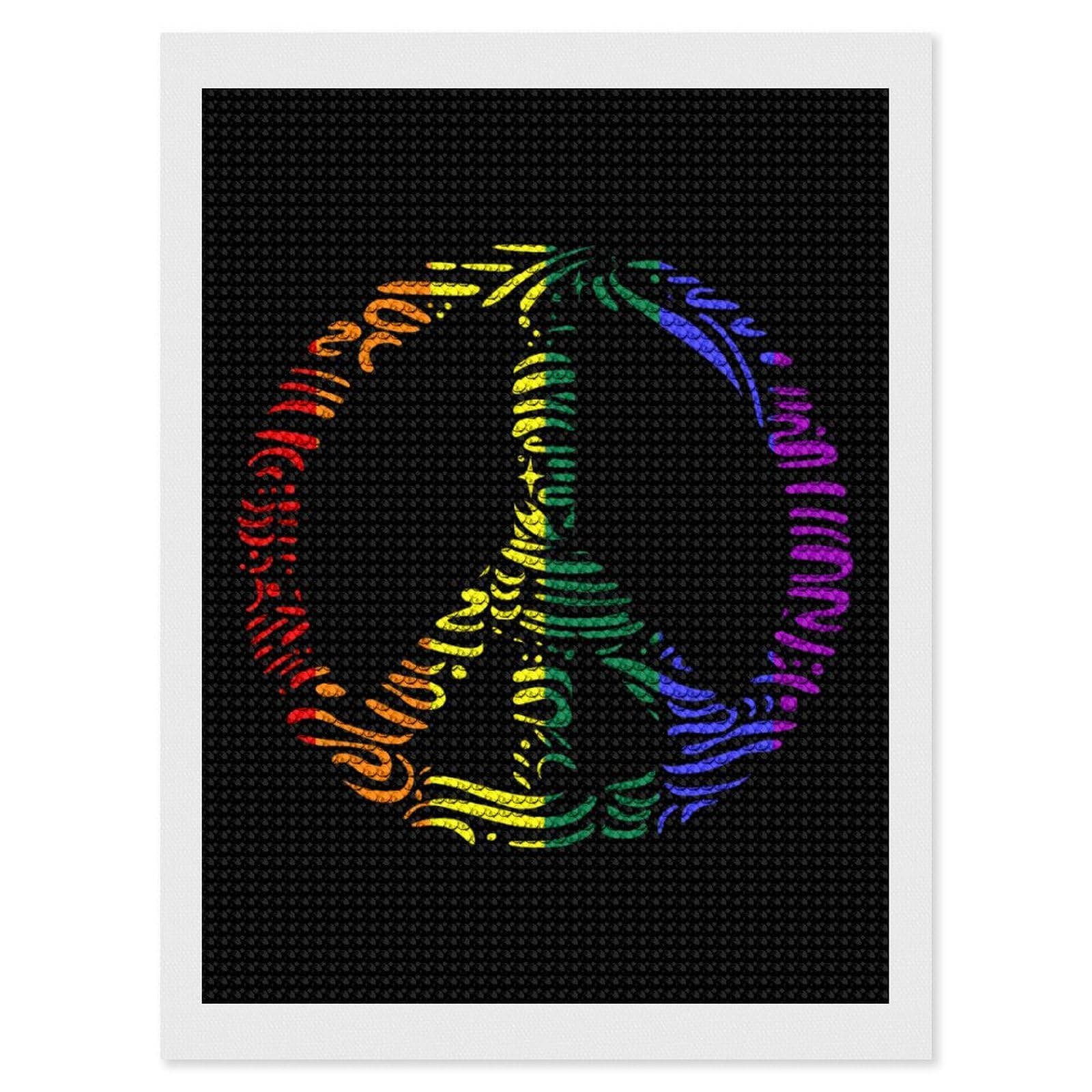 Nclqvjxzkhw Style Peace Lgbt Rainbow Flag Diamond Art Painting For Adult Round Diamonds Pictures Arts Crafts Home Wall Decor 12"X16"