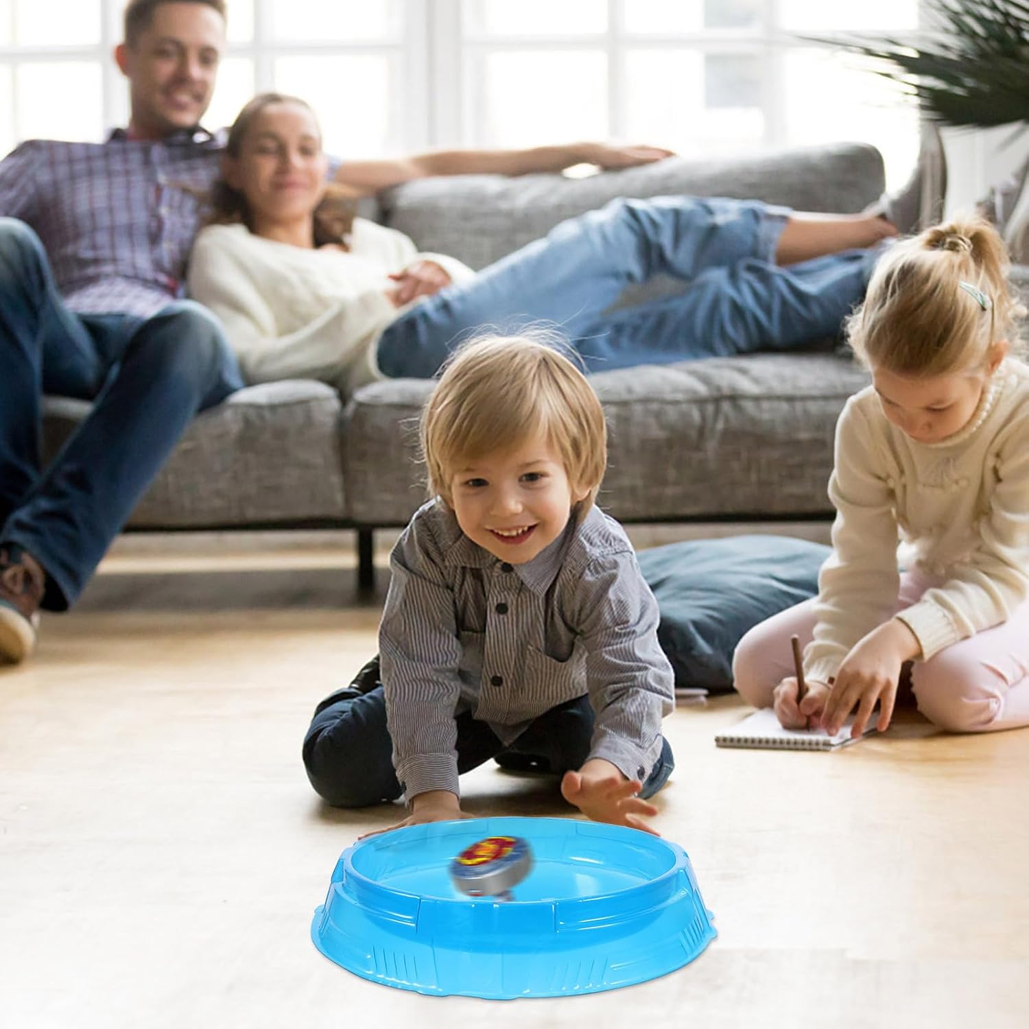 TOYANDONA Battle Plate Circle Tray Train Toy Rectangular Gyro Stadium Gaming Tray for Disc Game Accessories Portable Plastic