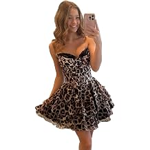 Fivsole Short Ruffles Tiered Homecoming Dresses for Teens Chiffon Strapless Formal Gown Corset