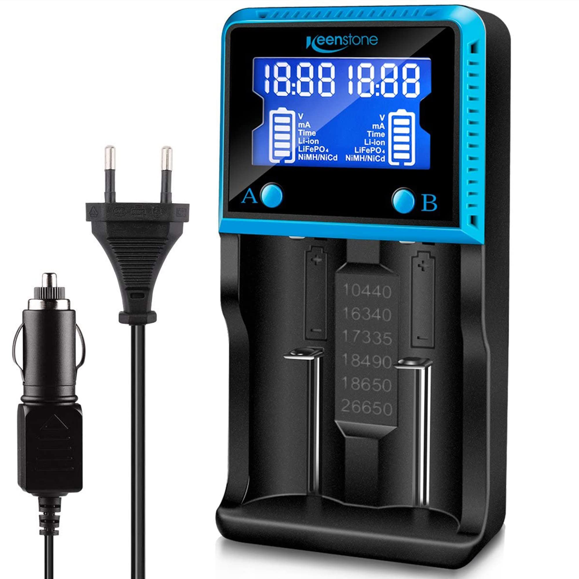 Chargeur Intelligent Keenstone pour Batteries Rechargeables 18650 avec Écran LCD