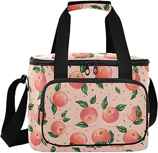 Large Lunch Bag Pink Peaches Insulated Cooler Tote Soft Freeze Lunch Box for Adult Women Men Picnic Camping Beach Hiking 24-Can (18L)
