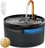 MISFANS 71oz Cat Water Fountain with Copper Faucet, Quiet Pump & Dual Filter - 2.1L Automatic Pet Dispenser for Fresh Drinking Water