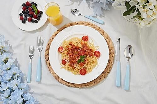 Miniatura 10 de Annova WF232 - Juego de cubiertos de acero inoxidable con asas de colores cómodas de sostener, 4 tenedores de cena, 4 cuchillos de mesa, 4 cucharas,