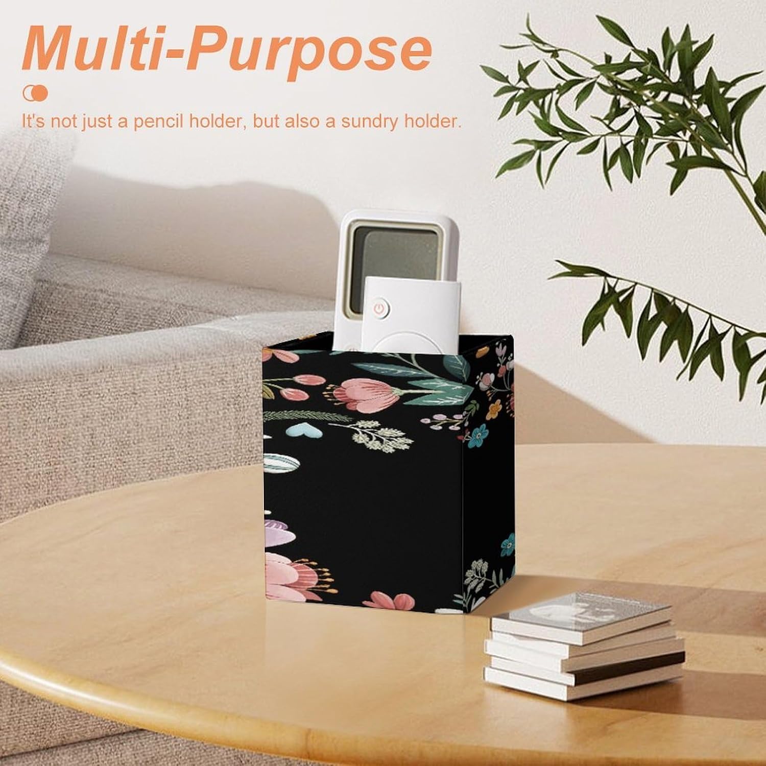Colorful Florals Square Pen Holder Desk Organizer for Office Home image 5