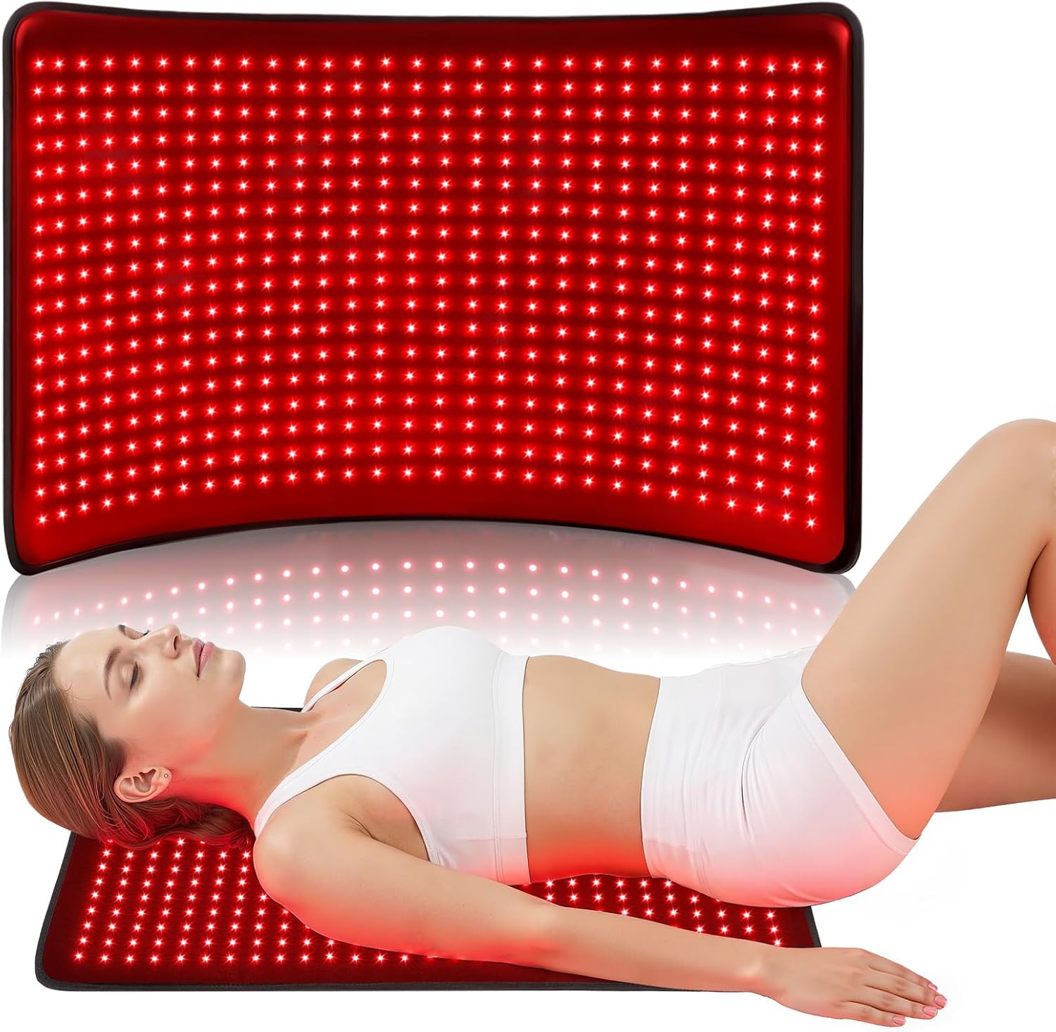 VARIPOWDER Red Light Therapy for Body, 31x16.7'' Full Body Red Light Therapy Mat 522 LEDs 660nm & 850nm, Infrared Red Light Therapy Pad for Back Shoulder Knee Muscle Pain Relief with Goggles