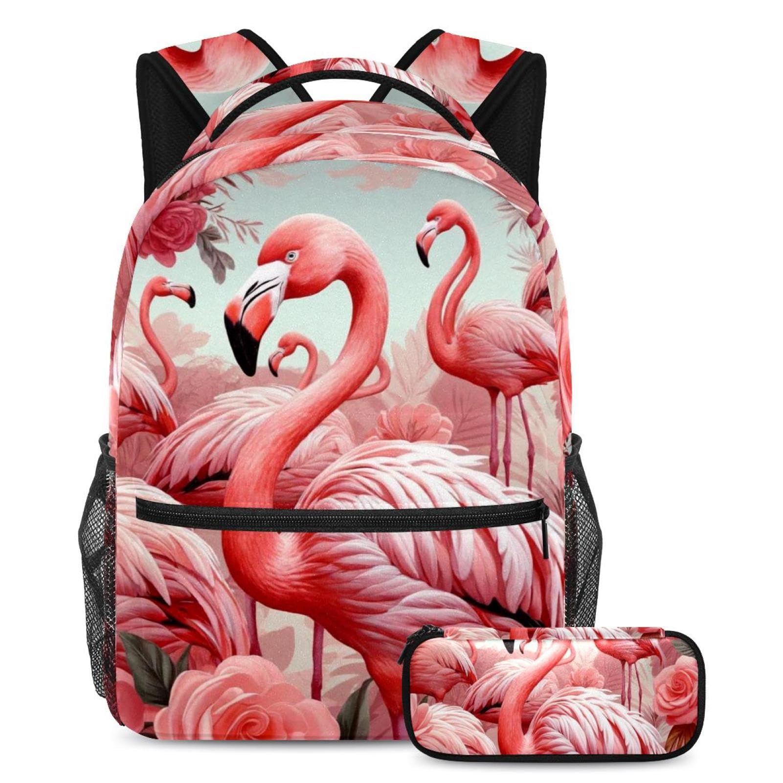 Ensemble cartable Flamant rose robuste imperméable et trousse d'école - 7