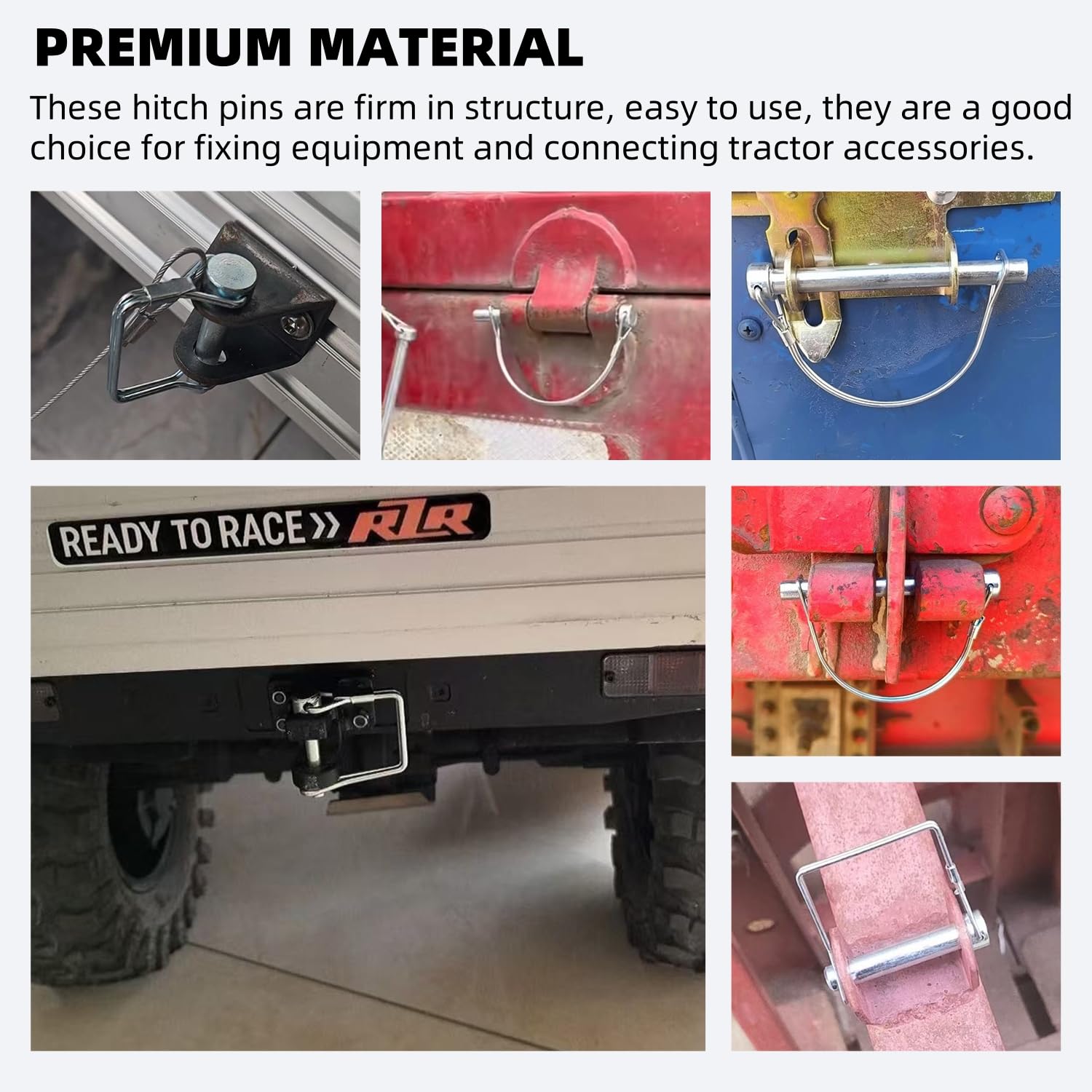 419PCS Heavy Duty Hitch Pin Kit, Zinc Plated Trailer Pins Lynch Pins, PTO Pins, R Clips & Cotter Pins Coupler Pins for Trailers, Trucks, Tractors, Mowers, Farm Equipment Accessories