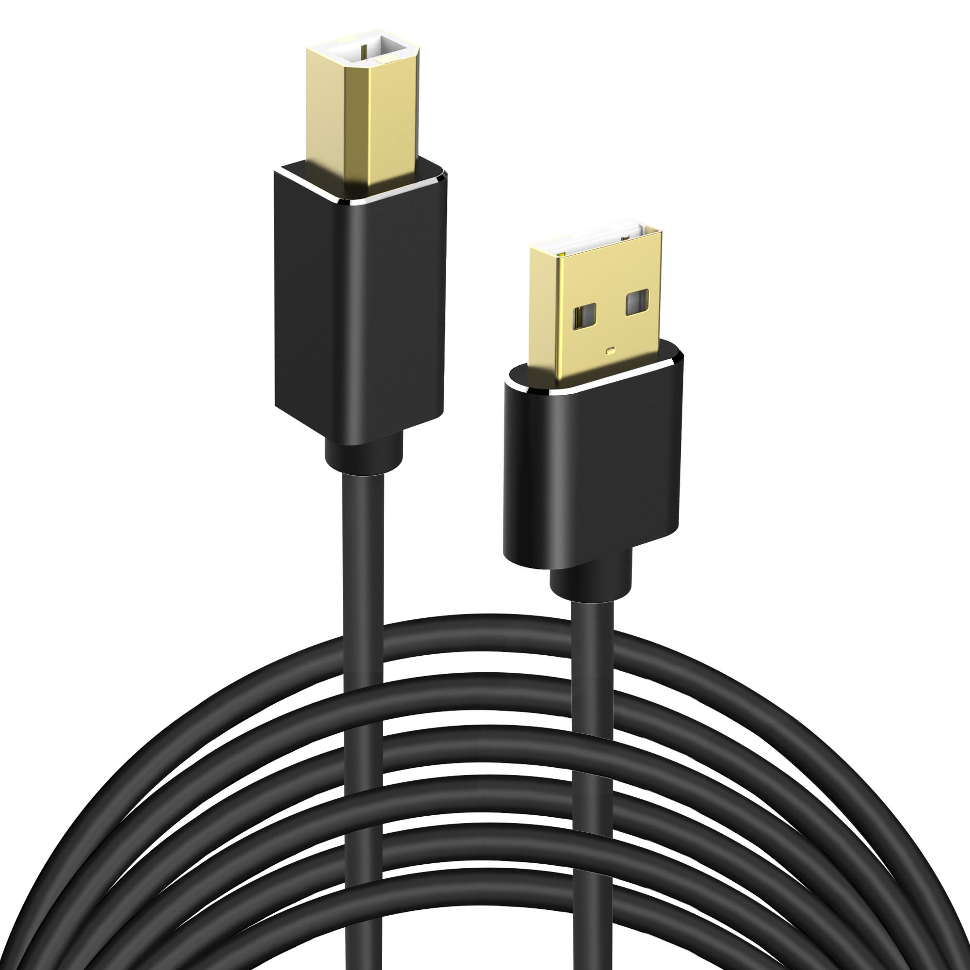 USB Printer Cable, UMECORE 16FT Flexible USB 2.0 Type A Male to B Male Scanner Cord High Speed for HP Canon Dell, Lexmark Epson Xerox Samsung and More (Gold-Plated Connector)