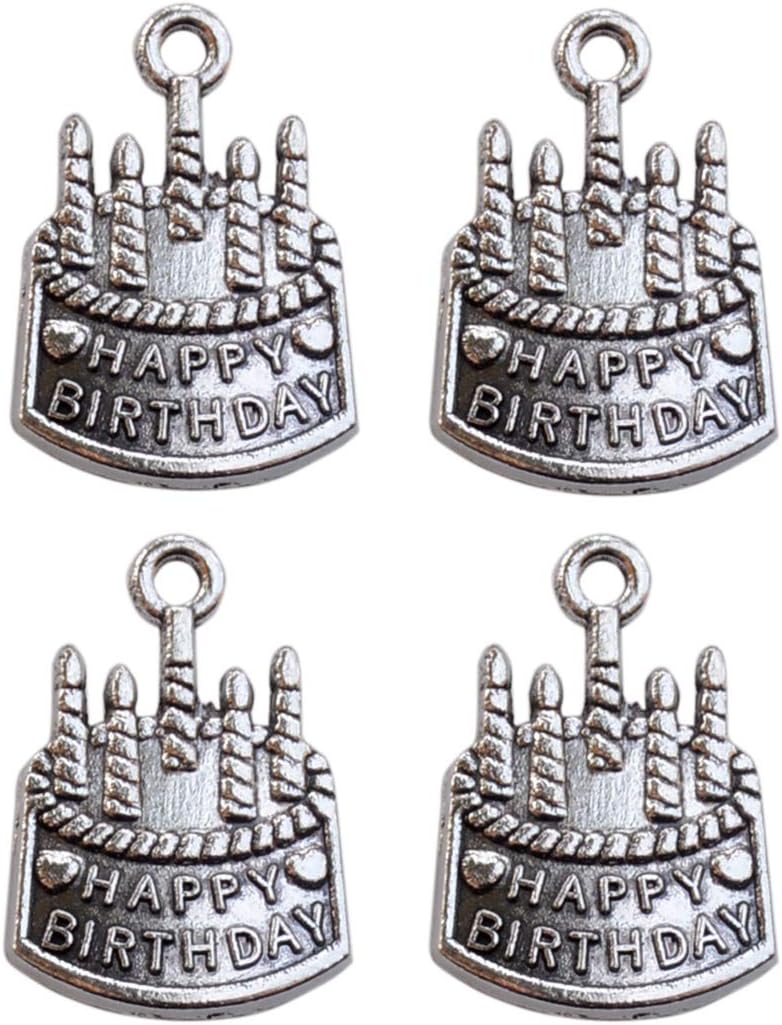 YYaaloa Pack of 50 HAPPY BIRTHDAY Charms Pendants Findings pendants for Crafting Jewelry Making Accessory