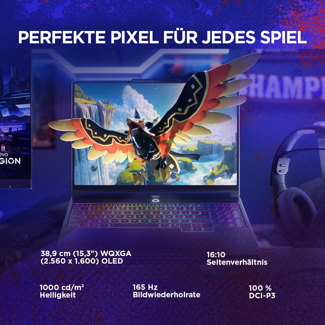Lenovo Legion 5i Gaming AI Laptop | 15.3" WQXGA OLED 165Hz | Intel Core Ultra 7 356H | 32GB RAM | 1TB SSD | NVIDIA GeForce RTX 5060 | Windows 11 | QWERTZ | Schwarz | 3 Monate GamePass