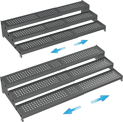 Miniatura 1 de Organizador de especias expandible con estante de 3 niveles, diseño moderno resistente, antideslizante y visibilidad, ideal para gabinetes de