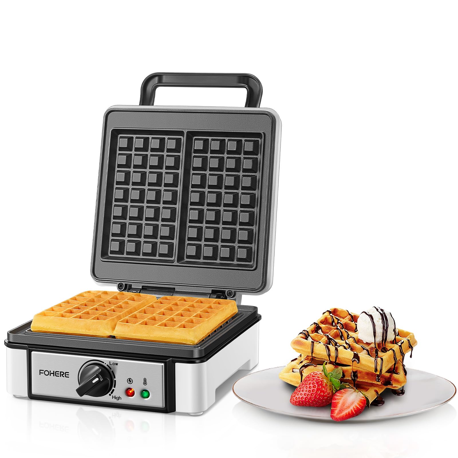 Macchina Per Waffle Belga Smart Doppia - 1600W, 5 Programmi, 7 Livelli Doratura | Antiaderente Con Display LED - Foto 3