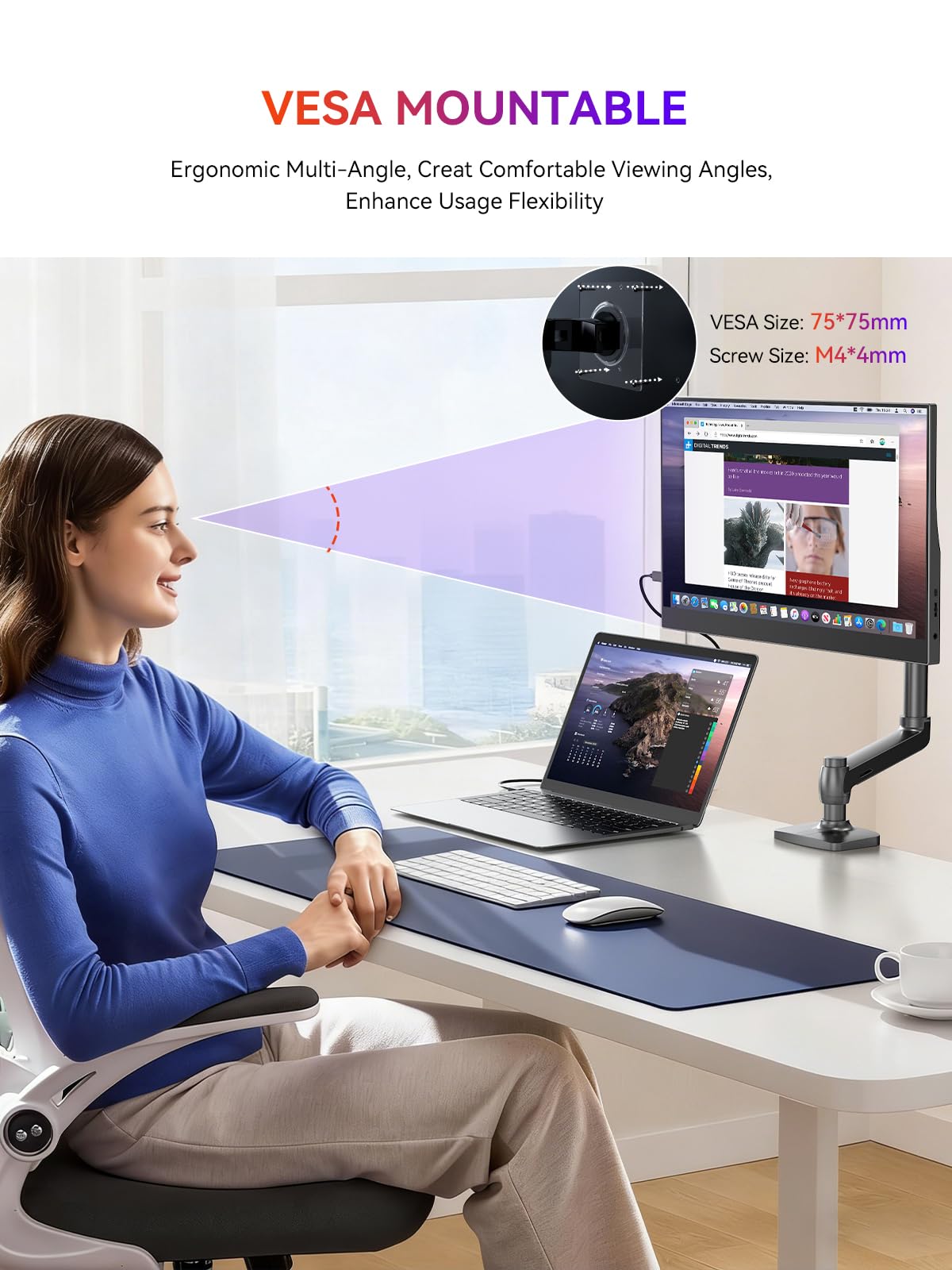 UPERFECT Monitor Portatile 15,6 Pollici, 1080P FHD IPS con USB-C e HDMI | Schermo Portatile per Laptop 2000:1 125% sRGB HDR, Secondo Schermo Ultrasottile per PC/Laptop/PS5/4/Xbox/Switch con VESA