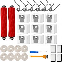 29-Pack Replacement Accessories Kit Compatible for Roborock QV 35A / QV 35S /Qrevo S Pro Robot Vacuum, Includes 2 Anti-Tangle Main Brushes, 4 HEPA Filters, 9 Dust Bags, 8 Mop Pads, 6 Side Brushes