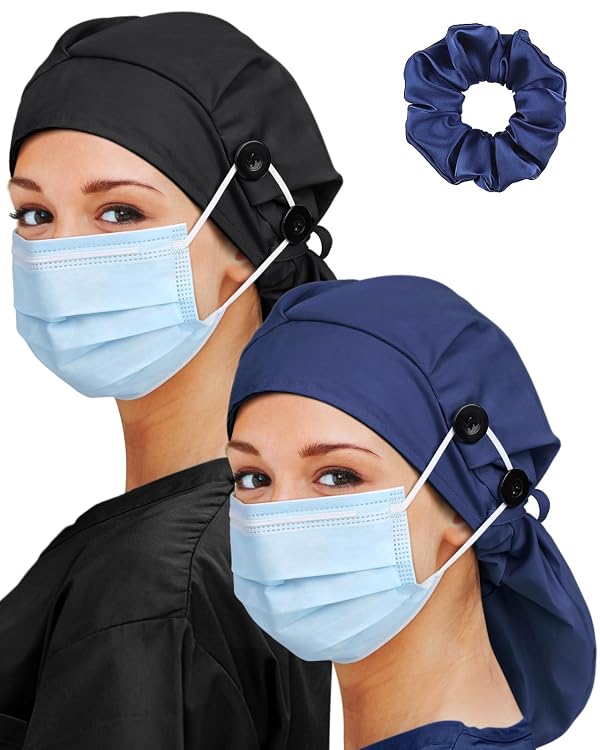 Nursing Scrub Caps for Women Long Hair Silk Satin Lined Large Scrub Bonnets for Nurse by Hachapy - Used condition - US$24.19