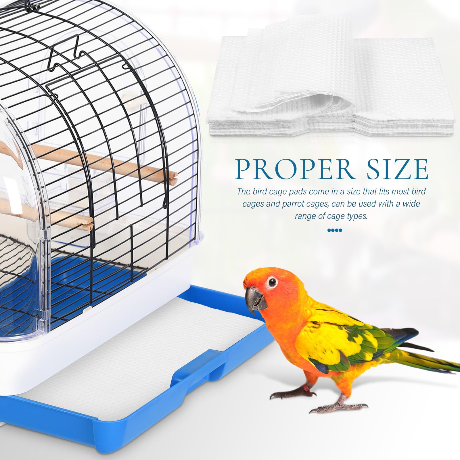SHINEOFI Lecho 100 Hojas de Papel Blanco Desechable para Pájaros 26x18.5cm Alta Absorción para Mantener el Ambiente Limpio para Jaulas Medianas